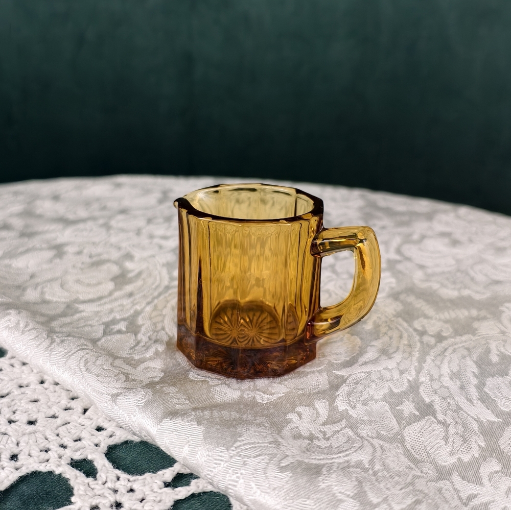 Vintage Amber Glass Mini Pitcher Creamer